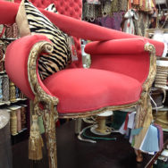 Reupholstered chair at Fabric City Inc Queens NY Fabric Store